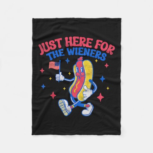 Just Here For The Wieners 4th Of July Hot Dog  Fleece Blanket