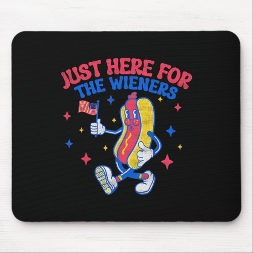 Just Here For The Wieners 4th Of July Hot Dog  Mouse Pad