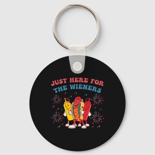 Just Here For The Wieners Funny 4th Of July Bbq  Keychain