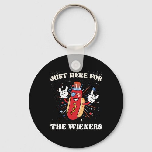 Just Here For The Wieners Funny Fourth Of July Hot Keychain