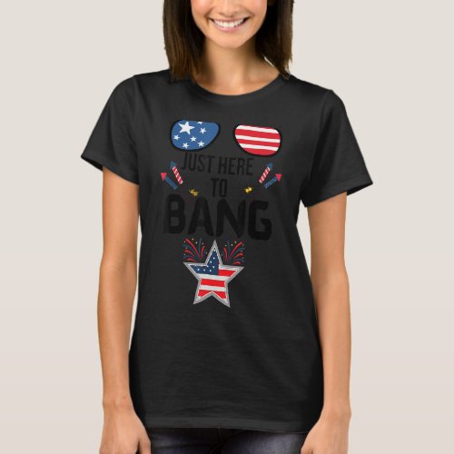 Just Here To Bang 4th Of July Fireworks Celebrate T_Shirt