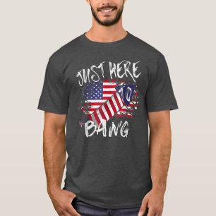 Just Here To Bang Fireworks USA Flag Vintage 4th T-Shirt