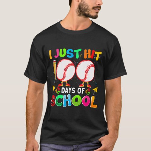 Just Hit 100 Days Of School Baseball 100th Day Boy T_Shirt