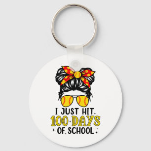 Just Hit Happy 100 Days Of School Softball Messy B Keychain
