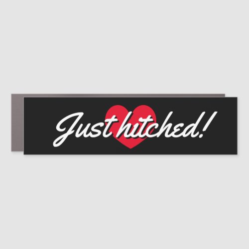 Just hitched car magnet decal for newlyweds couple