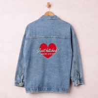 Just hitched denim jacket for newly wed bride