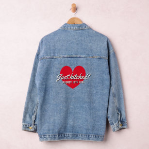 Just hitched denim jacket for newly wed bride