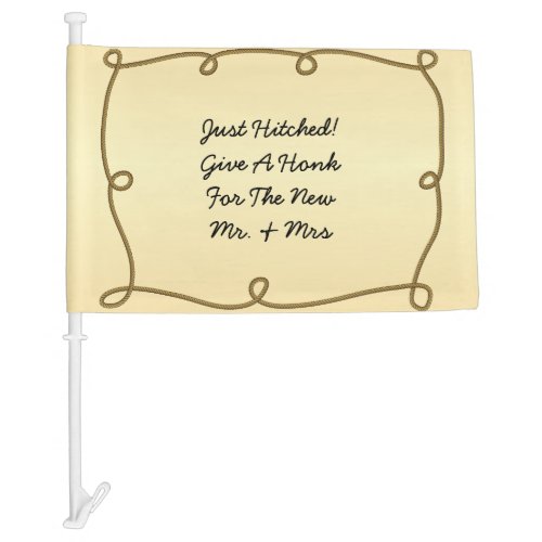 Just Hitched Just Married Wedding Car Flag