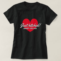 Just hitched t shirt for married newly weds couple