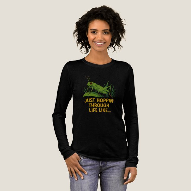 "Just Hoppin’ Funny Grasshopper Art" Tri-Blend Shirt (Full Front)