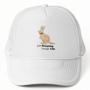 Just Hopping Through Life Kangaroo Design Trucker Hat