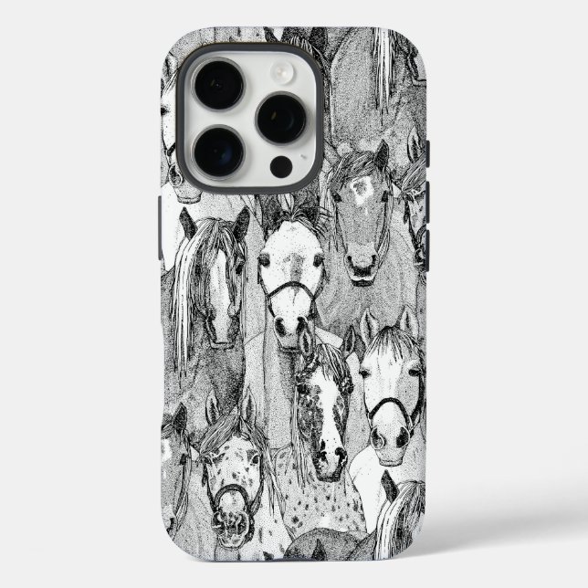 just horses black white Case-Mate iPhone case (Back)