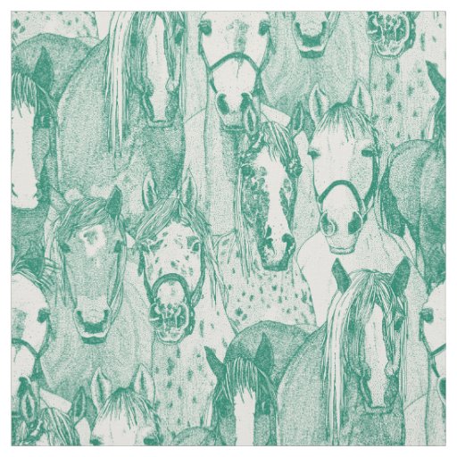 just horses emerald green half pearl fabric