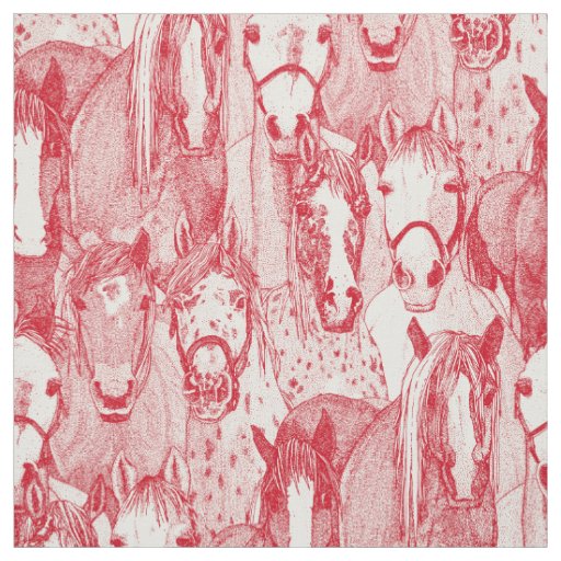 just horses vermillion red half pearl fabric