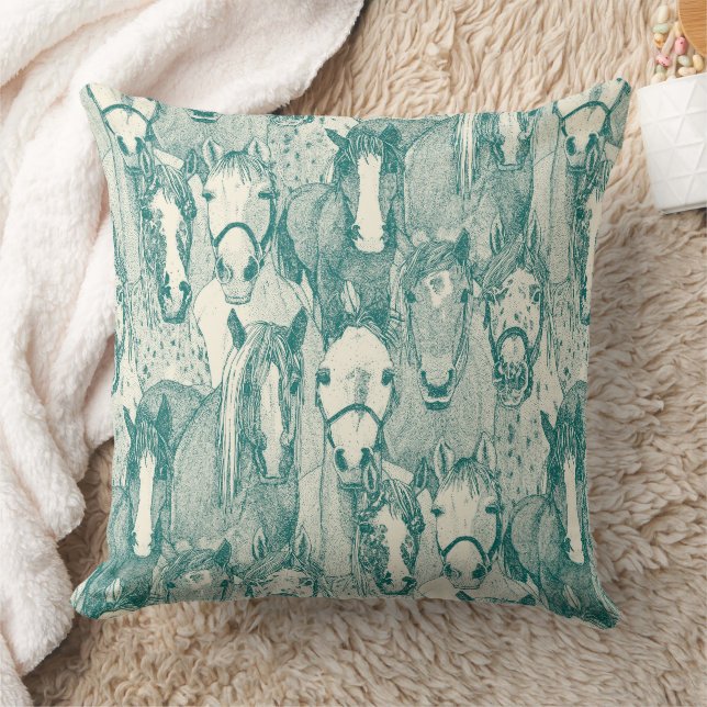 just horses viridian pearl throw pillow (Blanket)