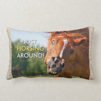 Just Horsing Around Horse Photograph Lumbar Pillow
