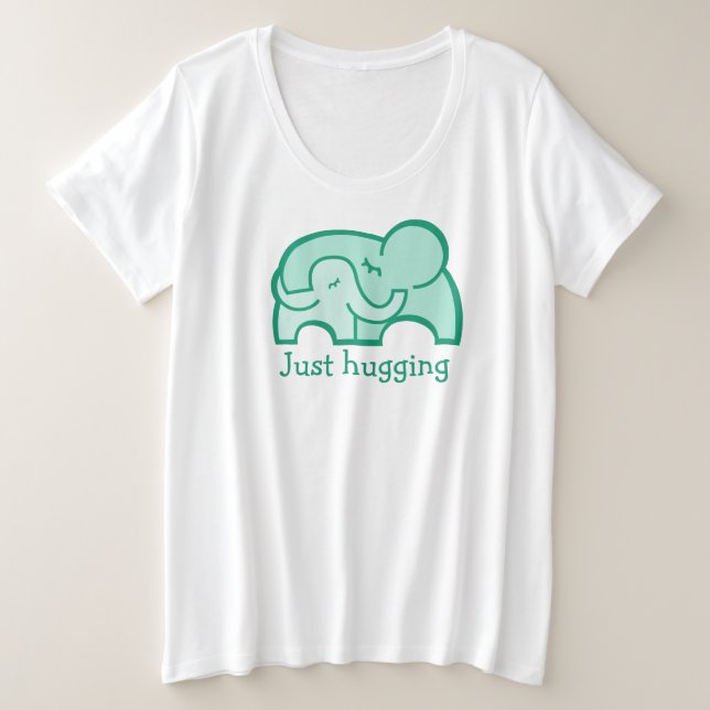 Just hugging elephant hug maternity green t-shirt (Design Front)