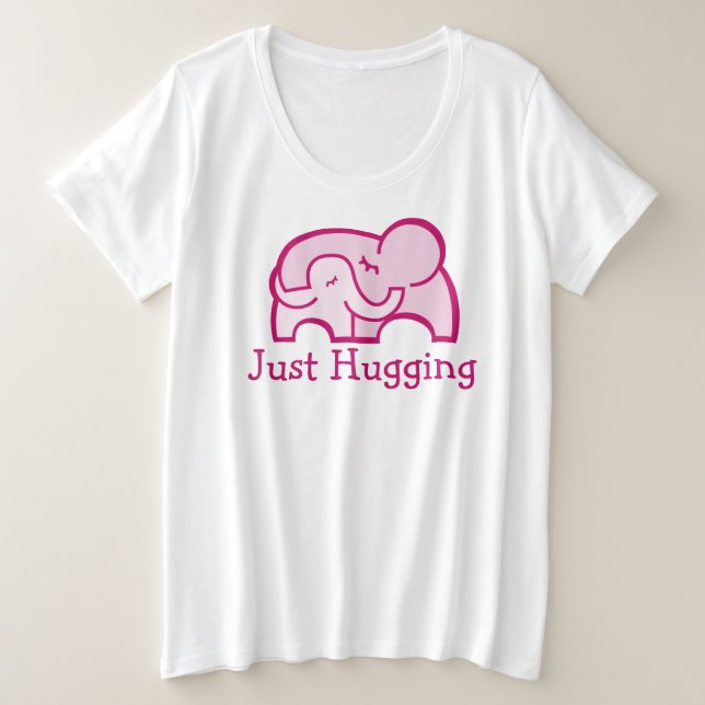 Just hugging elephant hug maternity pink t-shirt (Design Front)