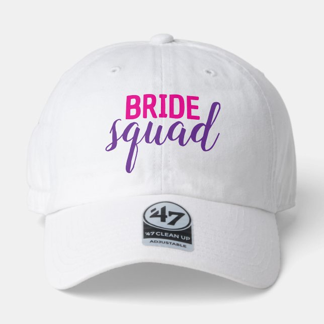 JUST IN!  BRIDE Squad novelty pink script wedding  47 Brand Hat (Front)