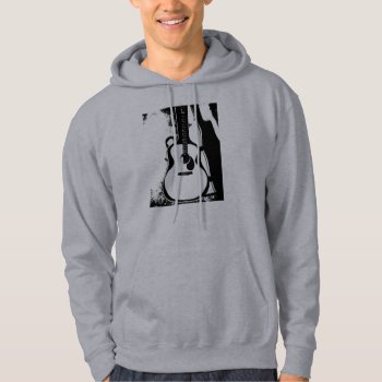 Just In Case Black & White Acoustic Guitar Hoodie by DesireeGriffiths at Zazzle