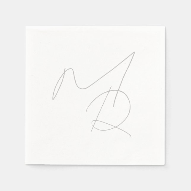 Just Initials... Simple Thin Monogram Napkins (Front)