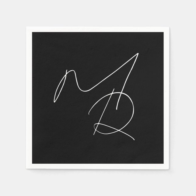 Just Initials... Simple Thin Script Monogram Napkins (Front)