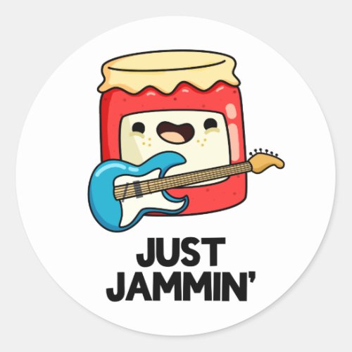 Just Jammin Cute Rocker Jam Pun Classic Round Sticker