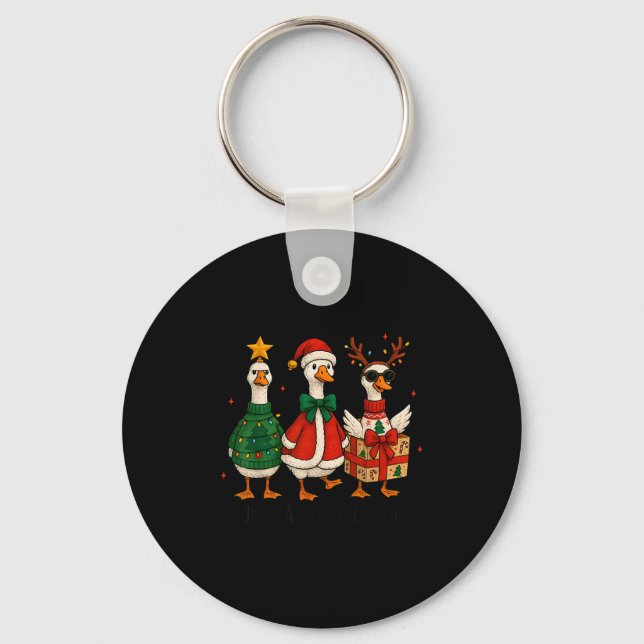 Just Jolly Goose Christmas Santa Reindeer Xmas Tre Keychain (Front)