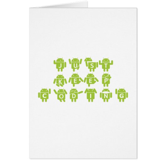Just Keep Coding (Bug Droid Letters Font) Cards (Front)