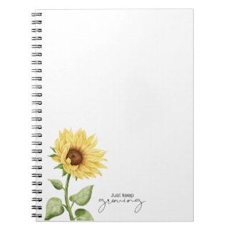 "Just Keep Growing" Sunflower Notebook