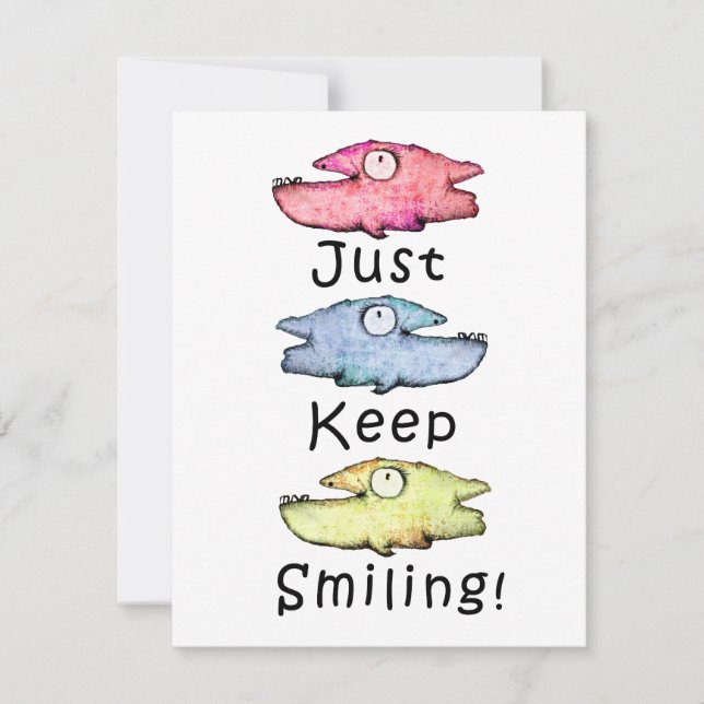 Just Keep Smiling! Colorful toothy fish Note Card (Front)