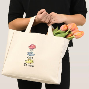 Just Keep Smiling! Colorful whimsical fish Mini Tote Bag