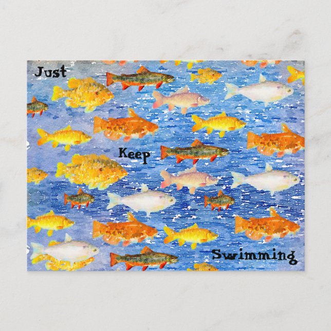 Just Keep Swimming-A Collection of Fish Postcard (Front)