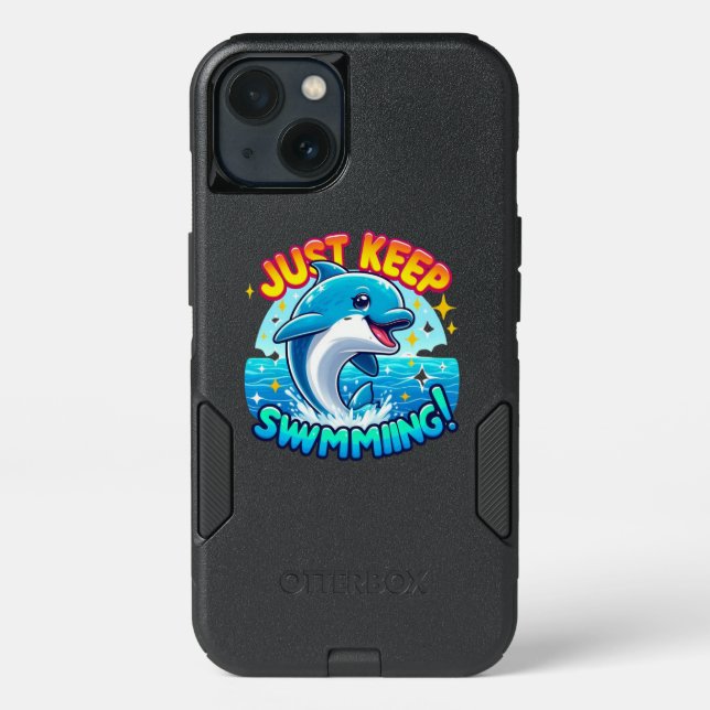 Just Keep Swimming Dolphin   Otterbox iPhone Case (Back)