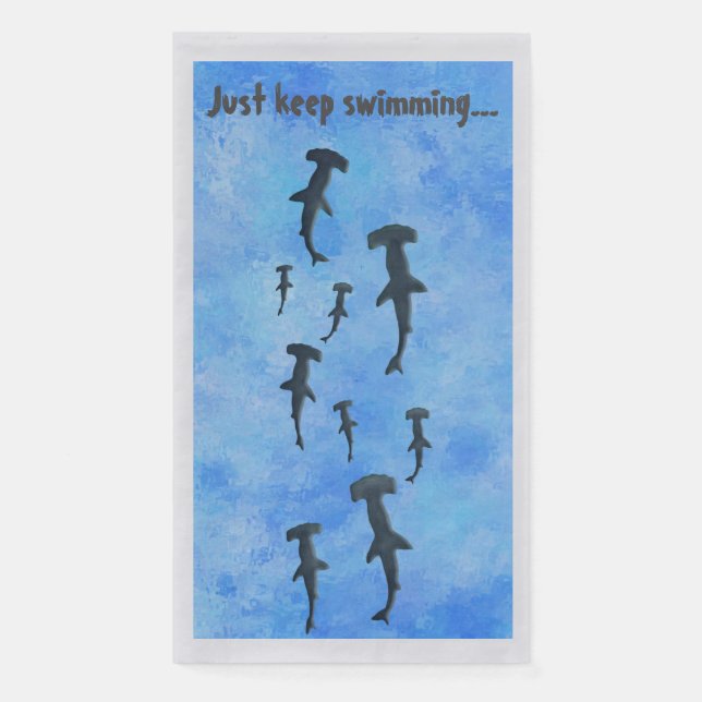 Just Keep Swimming, Sharks Paper Guest Towels (Front)