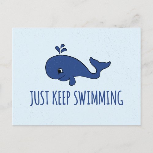 Just Keep Swimming Whale Holiday Postcard