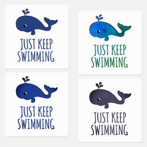 Just Keep Swimming Whale Labels