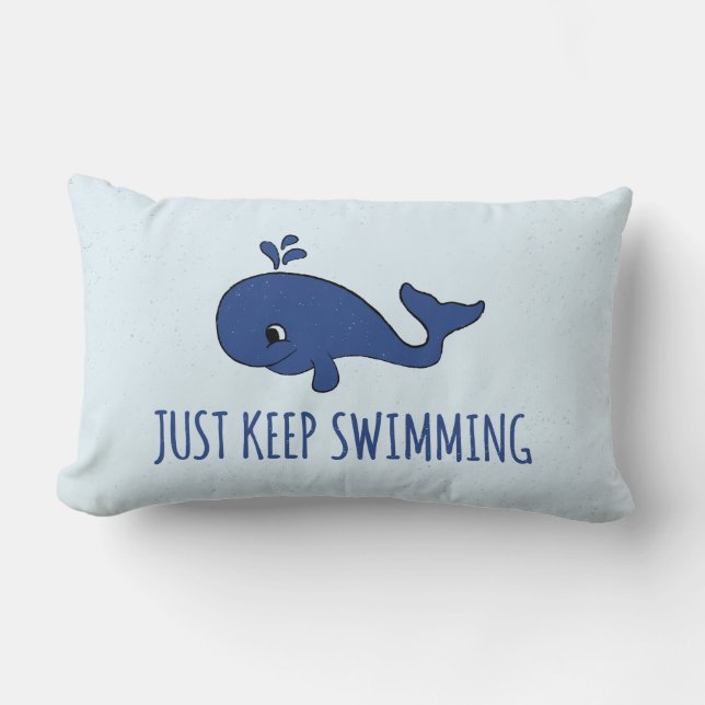 Just Keep Swimming Whale Lumbar Pillow (Front)