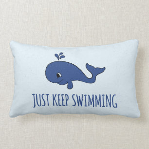 Just Keep Swimming Whale Lumbar Pillow