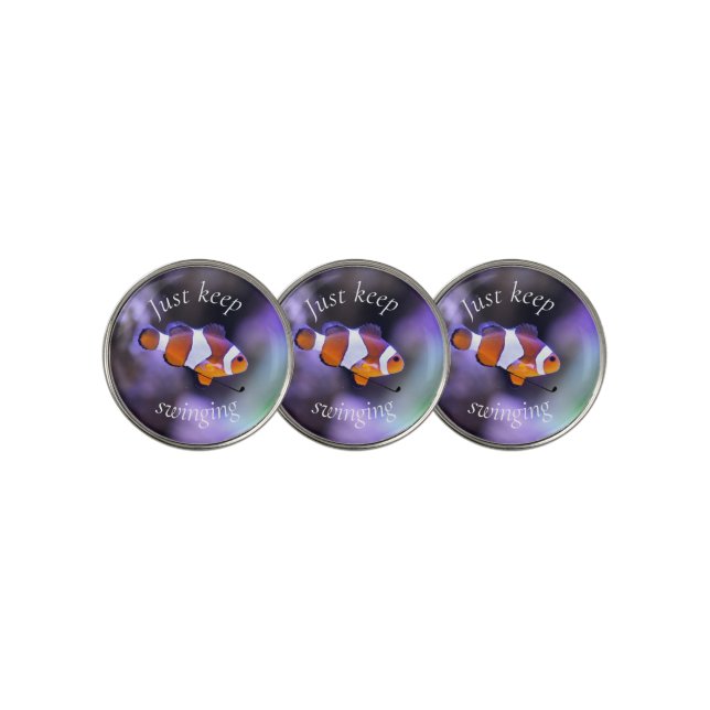 Just Keep Swinging Clown Fish Golf Ball Marker (3 Up)