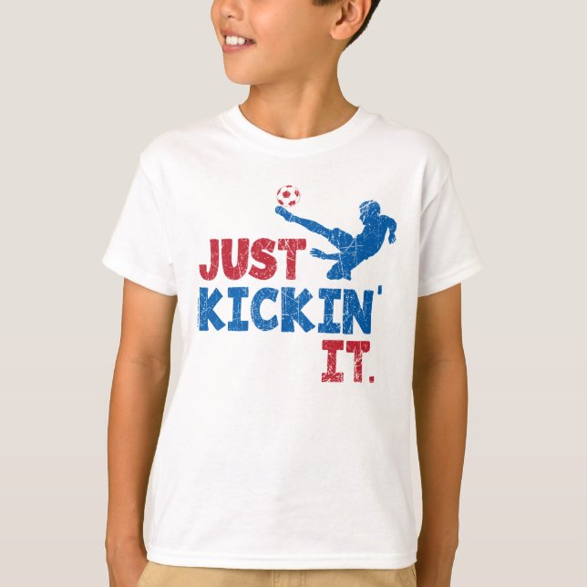 Just Kickin It Soccer Red & Blue - GraphicLoveShop T-Shirt (Front)