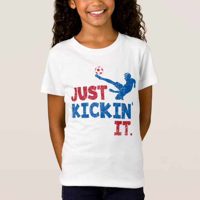 Just Kickin It Soccer Red & Blue - GraphicLoveShop T-Shirt (Front)