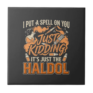 Just Kidding Haldol Halloween Potion Bottle Syring Ceramic Tile