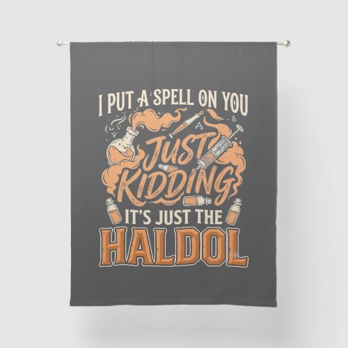 Just Kidding Haldol Halloween Potion Bottle Syring Sheer Curtains