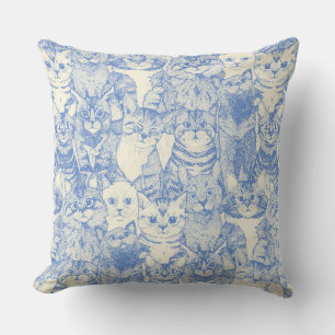 just kittens blue throw pillow