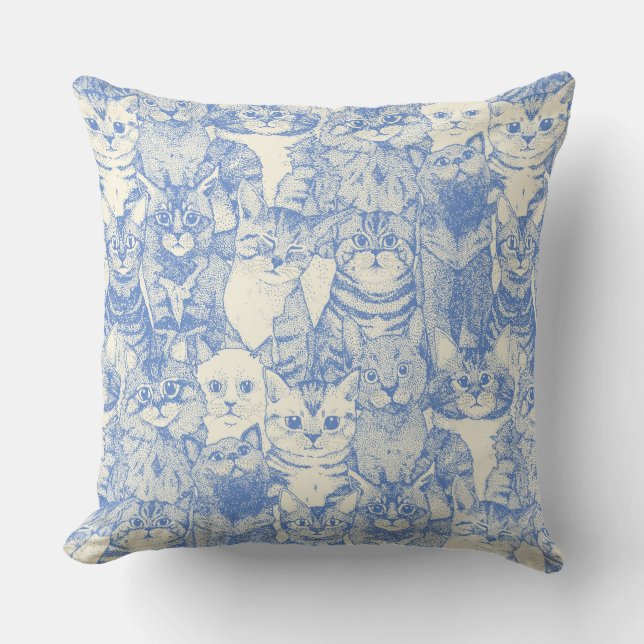 just kittens blue throw pillow (Front)