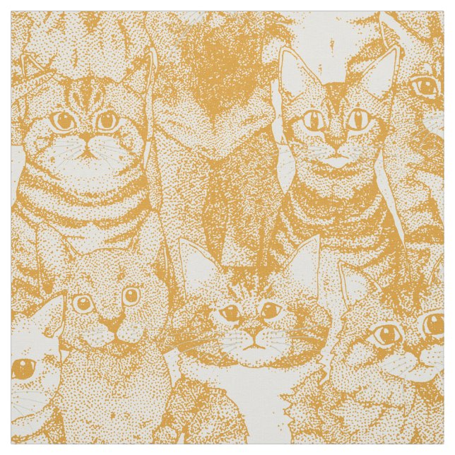just kittens papaya fabric (Swatch)