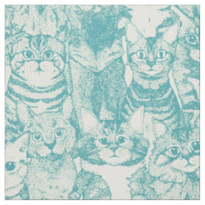 just kittens turquoise fabric