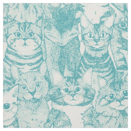 just kittens turquoise fabric