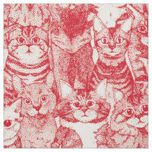 just kittens vermilion red fabric